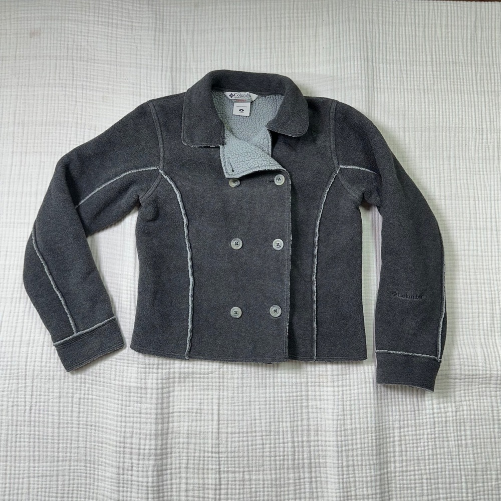 Columbia Vertex Women's Faux Sherpa Jacket Double Breasted peacoat Gray Medium